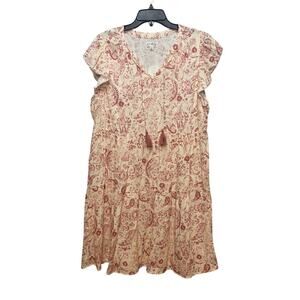 Wonderly pink and white dress with v-neck Size XL. NWT